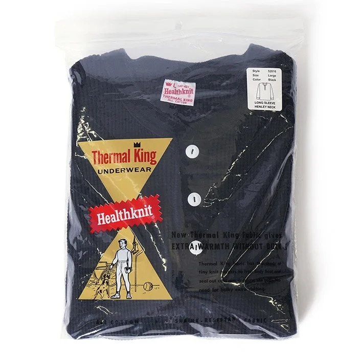 Healthknit / Thermal King Waffle Henley Neck Long Sleeve H.GRAY