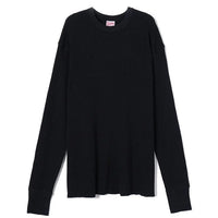 Healthknit  / サーマルキングワッフル　クルーネック長袖 BLACK