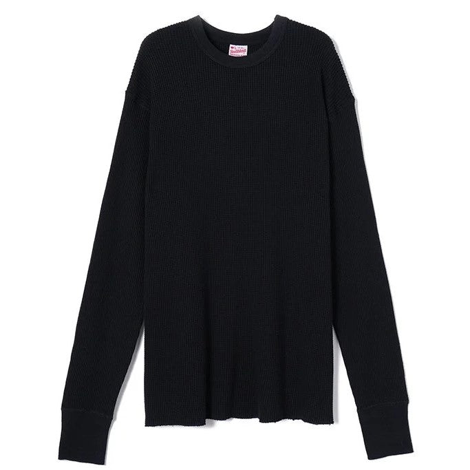 Healthknit  / サーマルキングワッフル　クルーネック長袖 BLACK