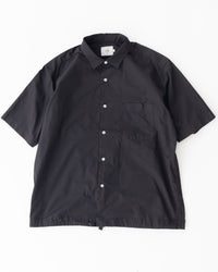 RINEN / 	70/1ツイル 裾ヒモ半袖レギュラーカラーシャツ 10クロ