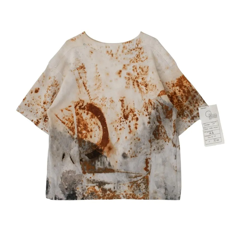 armi ar070143 SEED CYCLE × WhERE is FAKE × MISAKI USHIOZU CAPSULE COLLECTION RUST DYED (HEAVY) SIDE-SLIT SHORT SLEEVE TEE