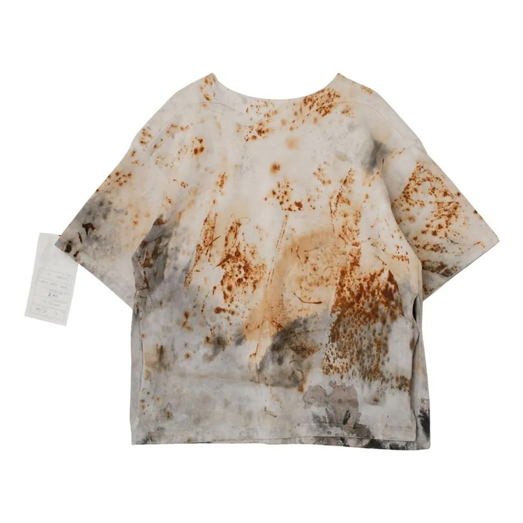 armi ar070143 SEED CYCLE × WhERE is FAKE × MISAKI USHIOZU CAPSULE COLLECTION RUST DYED (HEAVY) SIDE-SLIT SHORT SLEEVE TEE