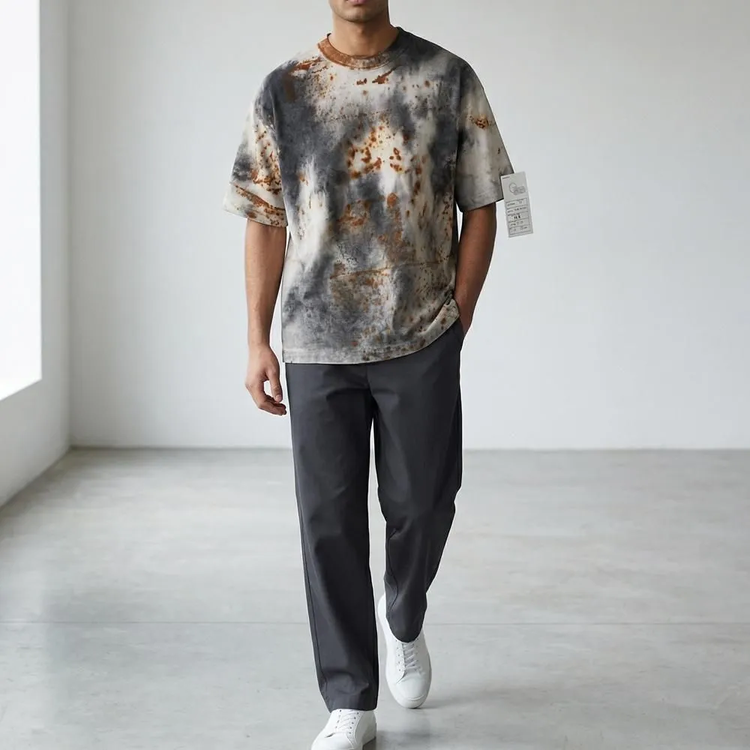 armi ar070145 SEED CYCLE × WhERE is FAKE × MISAKI USHIOZU CAPSULE COLLECTION RUST DYED FLAT-SEAM TEE