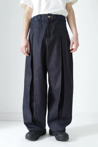 sage NATION BOX PLEAT TROUSER DENIM RAW DENIM