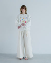 MEYAME SIDE LINE WIDE PANTS WHITE