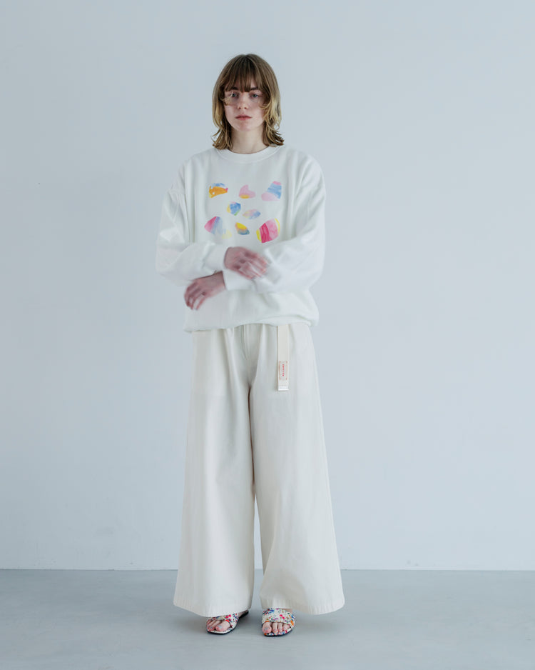 MEYAME SIDE LINE WIDE PANTS WHITE