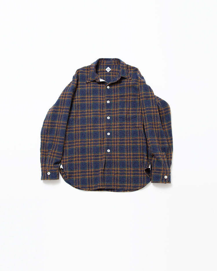 THE CORONA UTILITY   CS001 - NAVY 1POCKET SHIRT / Navy × Green CS001-26-03