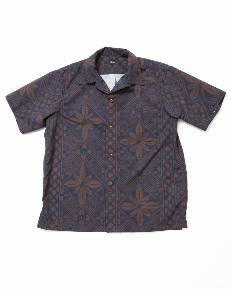 THE CORONA UTILITY  CS097 - FRENCH CAFE SHIRT S/S / Charcoal Grey × Brown CS097-26-02