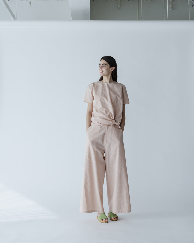 MEYAME  COTTON LINEN SIDE LINE WIDE PANTS MEY-2440 PINK