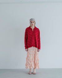 MEYAME   BORDER COTTON KNIT CARDIGAN RED