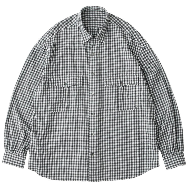 PORTER CLASSIC ROLL UP HEATHER GINGHAM CHECK SHIRT (GIZA 120/2)