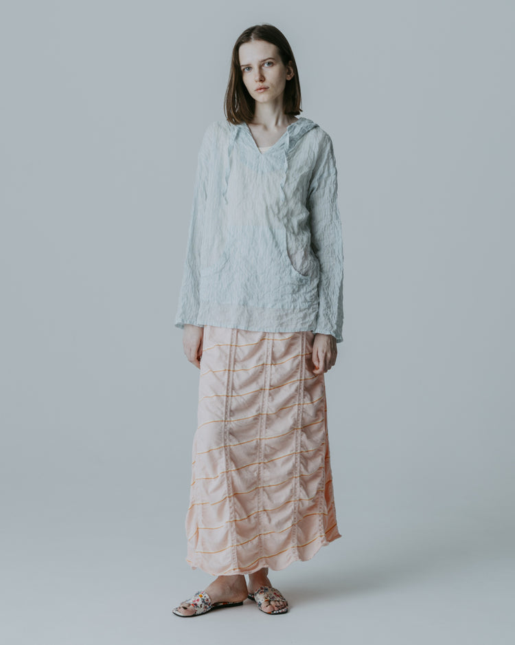 MEYAME TUCKED JACQUARD BORDER SKIRT MEY-2432 PINK