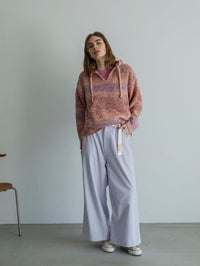 MEYAME CORDUROY SIDE LINE WIDE PANTS MEY-2518 LIGHT PURPLE