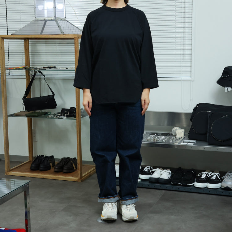 WALLA WALLA SPORT　3/4 BASEBALL TEE SOLID BLACK