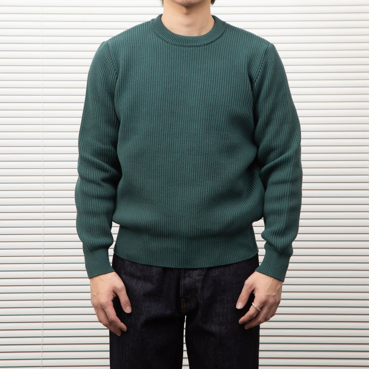Yonetomi  / MERCERIZED COTTON RIB KNIT P/O GREEN