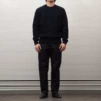 Yonetomi  / MERCERIZED COTTON RIB KNIT P/O BLACK NAVY