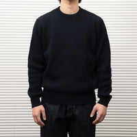 Yonetomi  / MERCERIZED COTTON RIB KNIT P/O BLACK NAVY