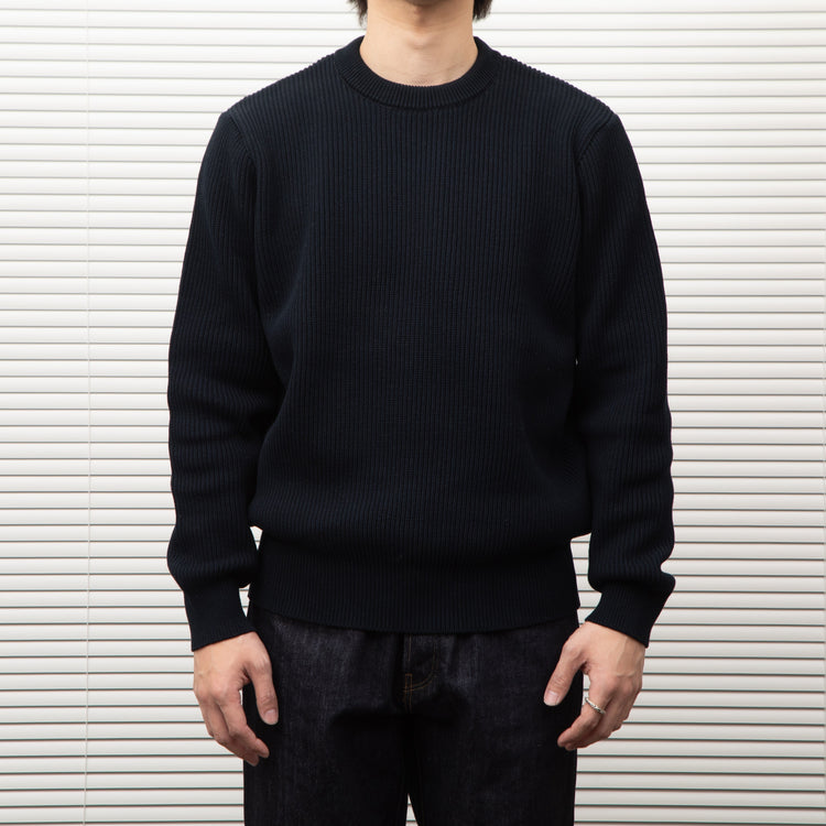 Yonetomi  / MERCERIZED COTTON RIB KNIT P/O BLACK NAVY