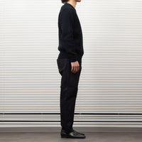 Yonetomi  / MERCERIZED COTTON RIB KNIT P/O BLACK NAVY