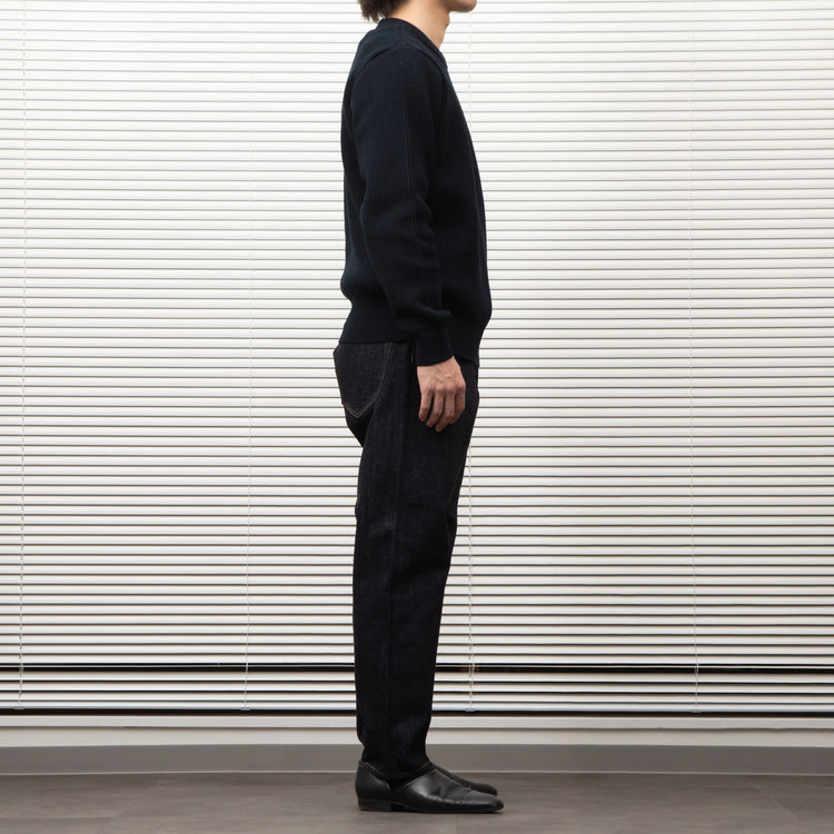 Yonetomi  / MERCERIZED COTTON RIB KNIT P/O BLACK NAVY