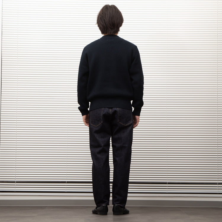 Yonetomi  / MERCERIZED COTTON RIB KNIT P/O BLACK NAVY