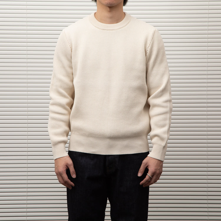 Yonetomi  / MERCERIZED COTTON RIB KNIT P/O ECRU