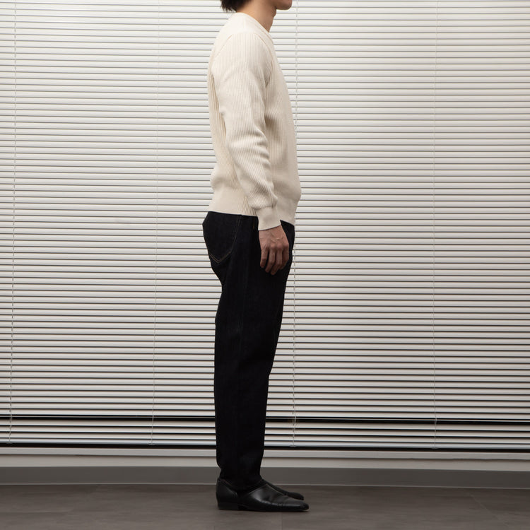 Yonetomi  / MERCERIZED COTTON RIB KNIT P/O ECRU