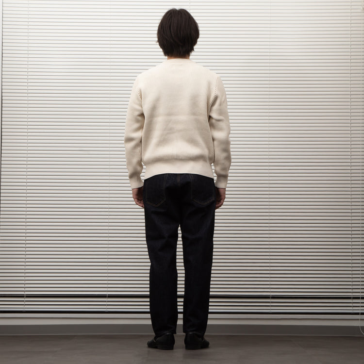 Yonetomi  / MERCERIZED COTTON RIB KNIT P/O ECRU