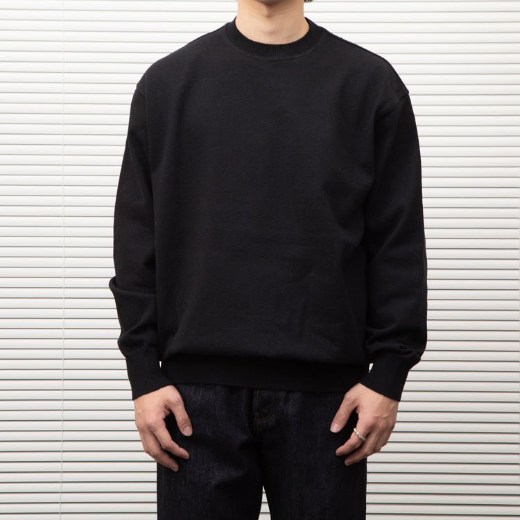 Yonetomi / WAVE COTTON KNIT P/O SOLID BLACK