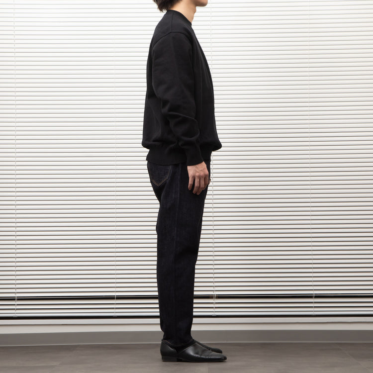Yonetomi / WAVE COTTON KNIT P/O SOLID BLACK