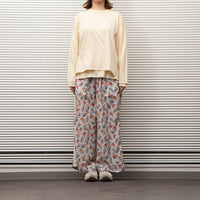 MEYAME  SIDE LINE WIDE PANTS  (FLOWER)  WHITE