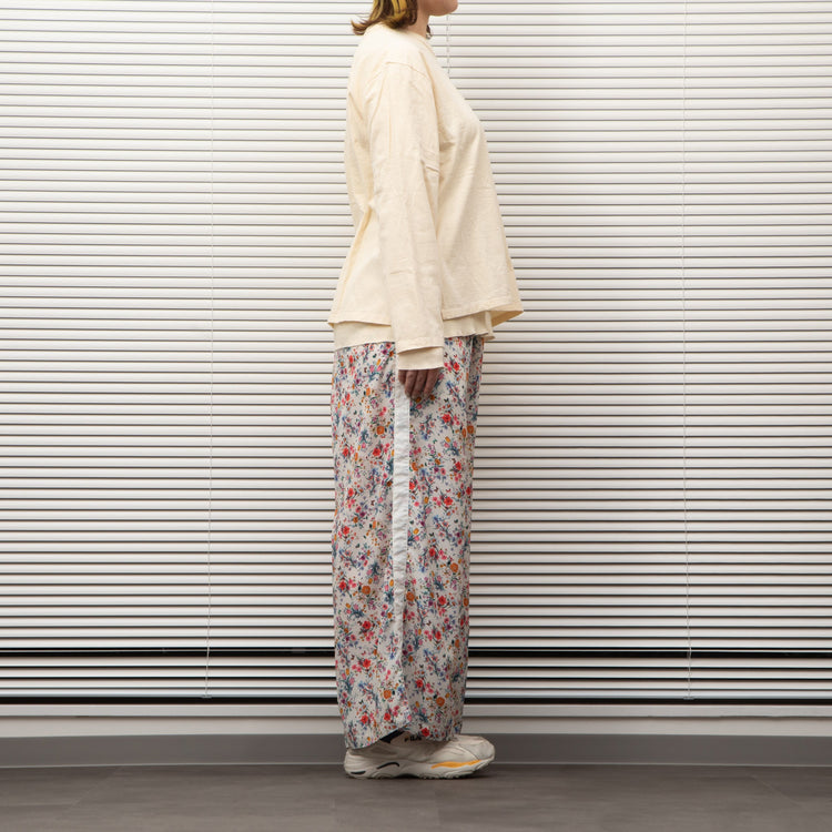 MEYAME  SIDE LINE WIDE PANTS  (FLOWER)  WHITE