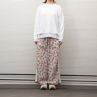 MEYAME  SIDE LINE WIDE PANTS  (FLOWER)  WHITE