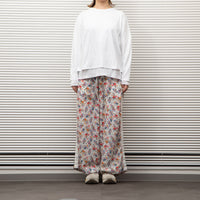 MEYAME  SIDE LINE WIDE PANTS  (FLOWER)  WHITE