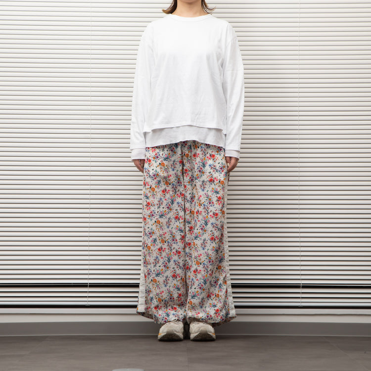 MEYAME  SIDE LINE WIDE PANTS  (FLOWER)  WHITE
