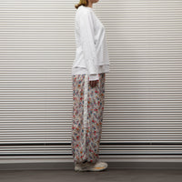 MEYAME  SIDE LINE WIDE PANTS  (FLOWER)  WHITE