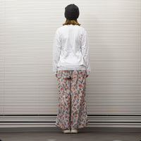 MEYAME  SIDE LINE WIDE PANTS  (FLOWER)  WHITE
