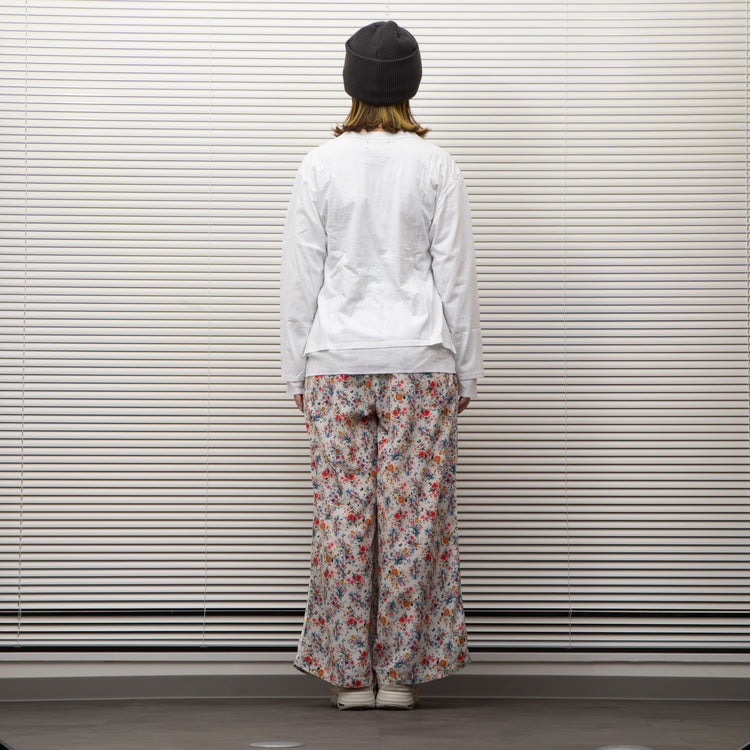 MEYAME  SIDE LINE WIDE PANTS  (FLOWER)  WHITE