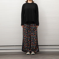 MEYAME  SIDE LINE WIDE PANTS  (FLOWER)  BLACK