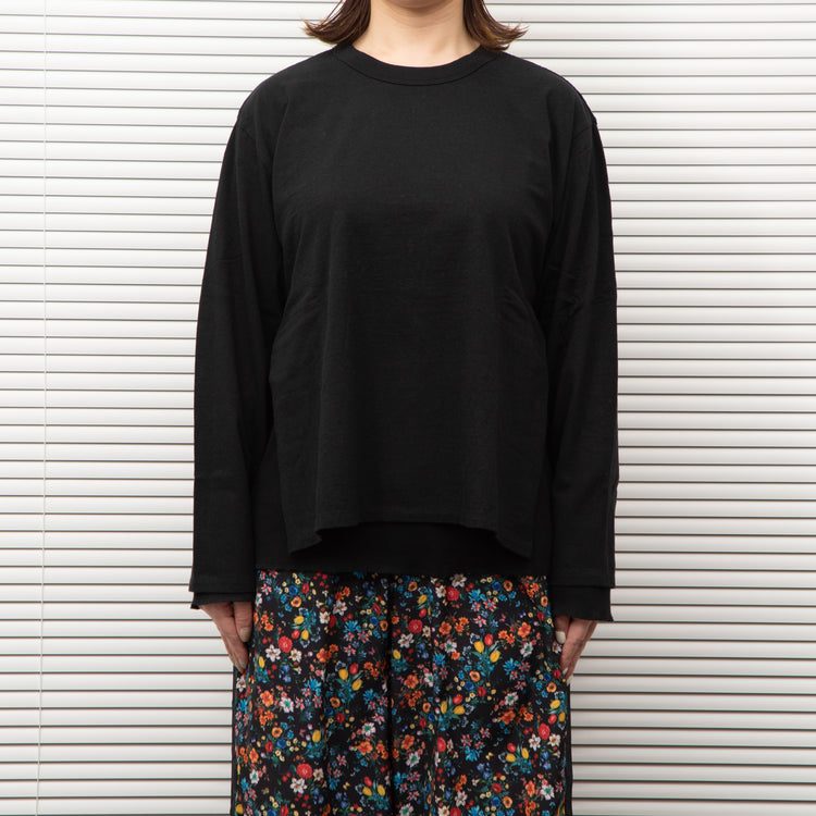 MEYAME  SIDE LINE WIDE PANTS  (FLOWER)  BLACK