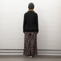 MEYAME  SIDE LINE WIDE PANTS  (FLOWER)  BLACK