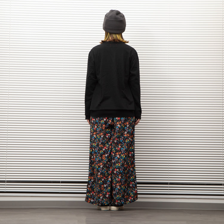 MEYAME  SIDE LINE WIDE PANTS  (FLOWER)  BLACK