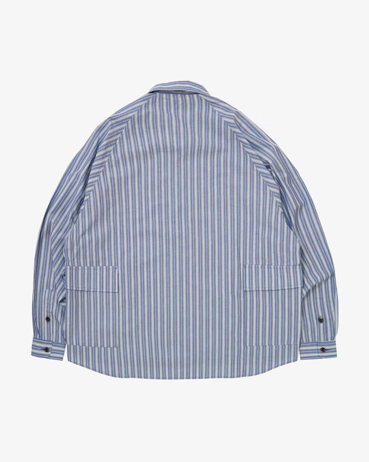 Sillage / big pocket overshirt dead stock blue stripe 