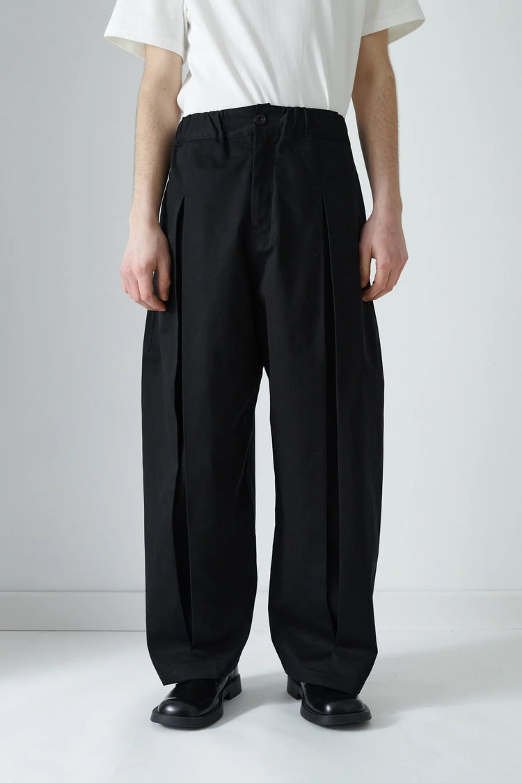 sage NATION BOX PLEAT TROUSER BLACK