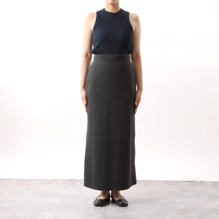 M-SIC/ リブダンボールニット Ｉライン EASY ロングスカート