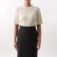 M-SIC/ Eyelet Ribbed Short-Sleeve Pullover