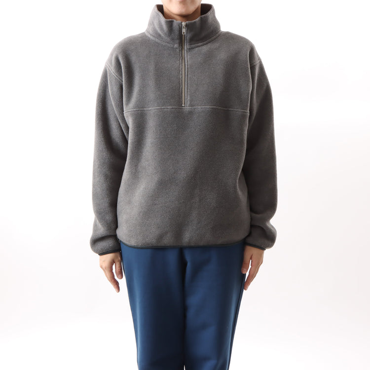 M-SIC/ オーバーサイズ リサイクルポリエステル エコフリース ハーフジップ プルオーバー ユニセックス