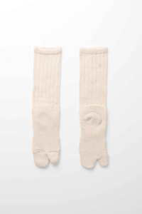 YOKO SAKAMOTO  WOOL TABI PILE SOCKS HEATHER BEIGE