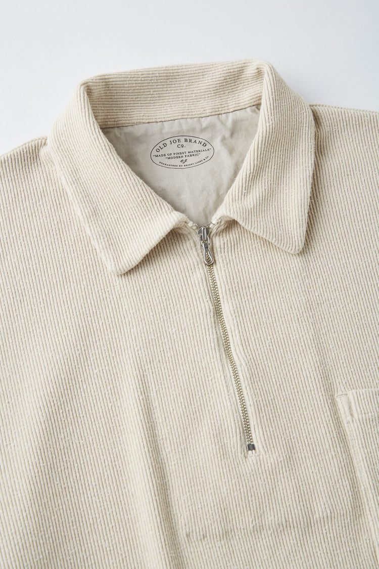 OLD JOE BRAND QUATER ZIP SILK NEP RIBED SHIRTS ONYX