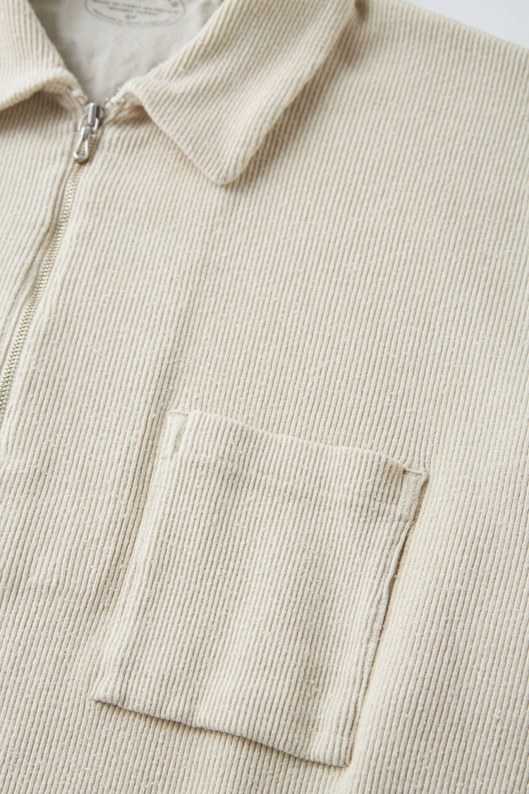 OLD JOE BRAND QUATER ZIP SILK NEP RIBED SHIRTS ONYX